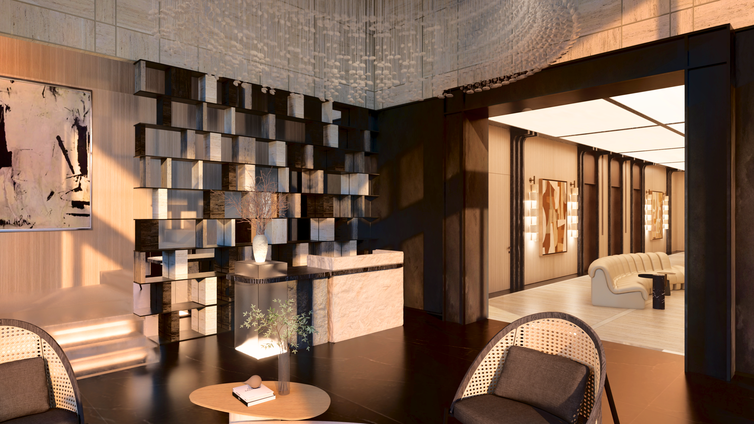 Modern luxury residence lobby interior