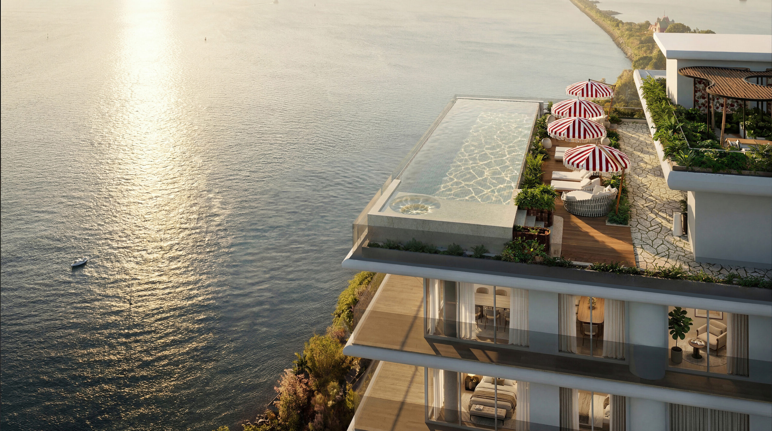 Ocean view rooftop pool terrace