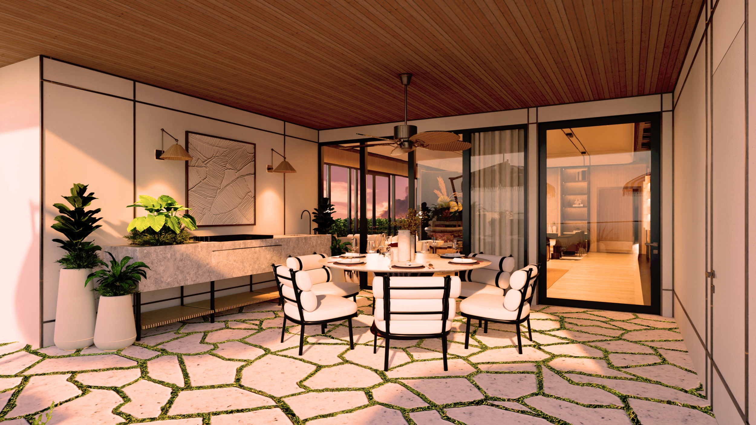 Rooftop garden relaxation area